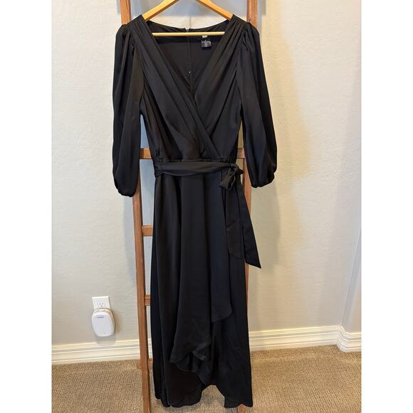 DKNY Dresses & Skirts - Beautiful Elegant DKNY Black Wrap Ruffle Maxi Dress Size 14 Elegant Formal